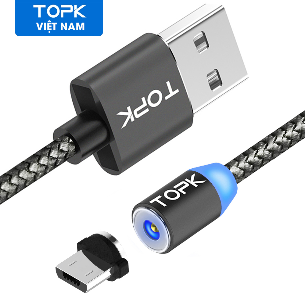 Cáp Sạc Nam Châm TOPK AM17 USB - Hàng chính hãng