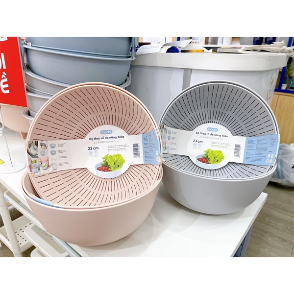 Bộ thau rổ đa năng Yoko 23 cm - Thau đựng thực phẩm, Rổ rửa rau củ quả - Hàng chính hãng INOCHI - Tiêu chuẩn Nhật Bản