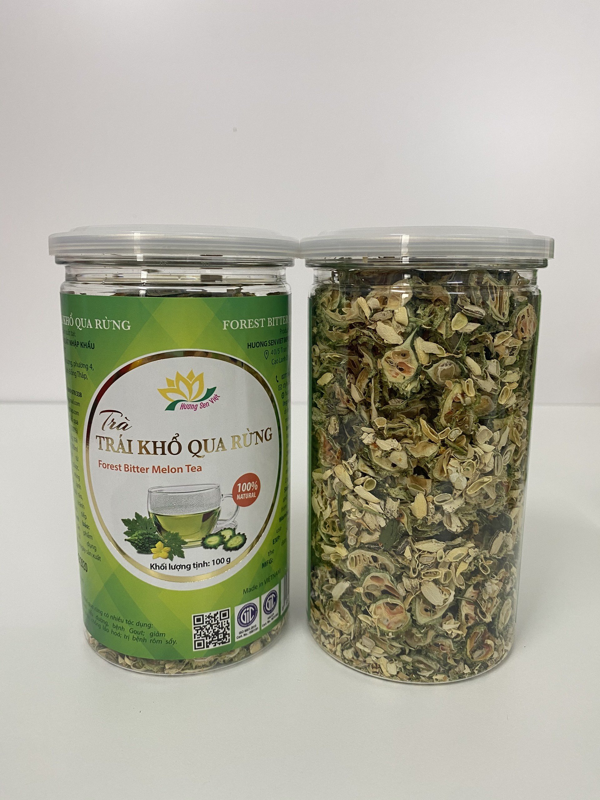 TRÀ TRÁI KHỔ QUA RỪNG hũ 100g &amp; hũ 120g - HƯƠNG SEN VIỆT