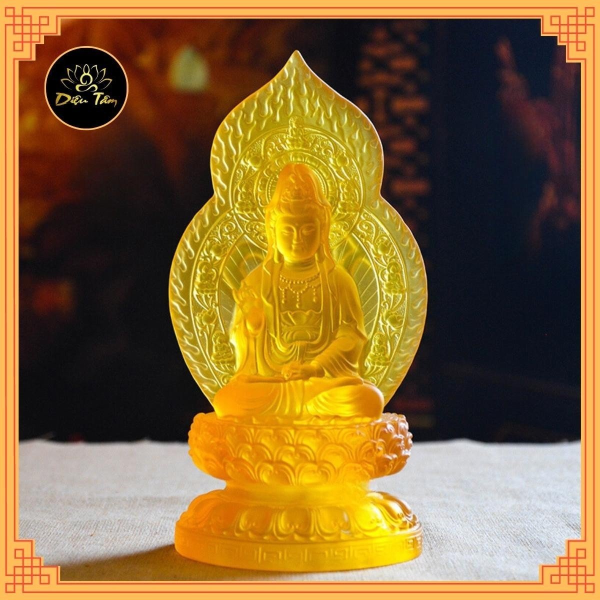 Tượng Phật Quan Âm Bồ Tát tượng quan âm lưu ly Size 18cm Để Trang trí Ô Tô đồ thờ cúng phong thủy shop Diệu Tâm