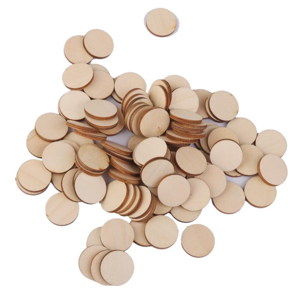 40Pieces Unfinished Wooden Round Discs Blank Plain Cutouts Wood Slices Circle Embellishments Scrapbooking DIY Craft Decoration Cards