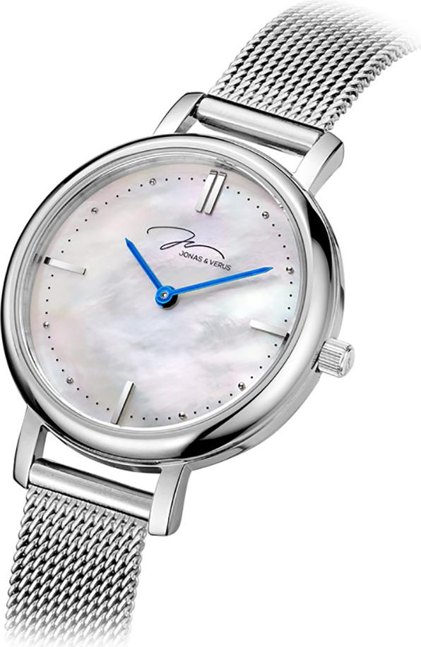 Đồng hồ nữ hiệu Jonas & Verus X00718-Q3.WWWBW (Mặt số xà cừ Trắng), Máy Pin (Quartz), Kính sapphire chống trầy xước, Dây lưới thép không gỉ 316L