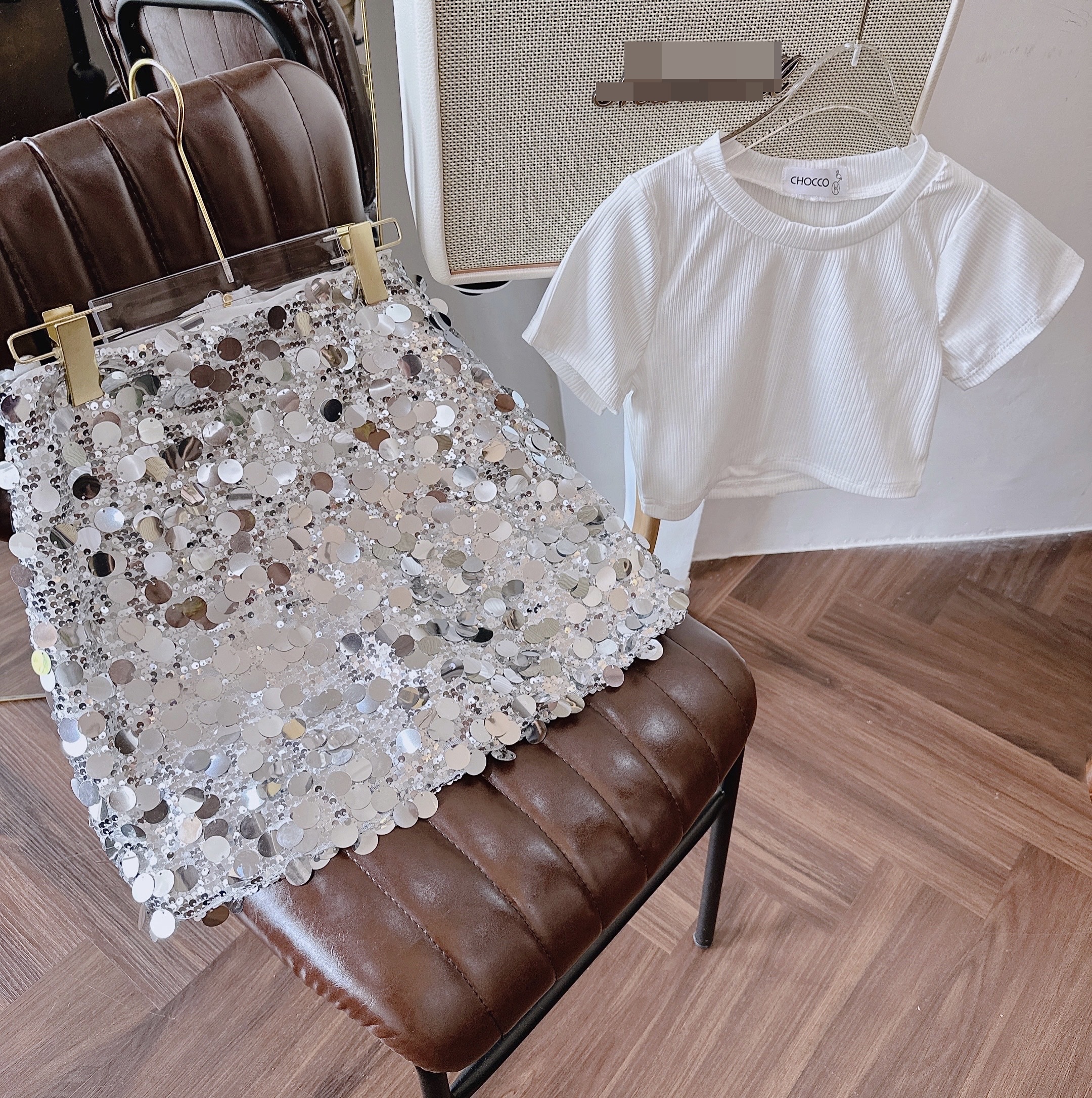 ĐẦM TIỆC SET CHÂN VÁY NGẮN ÔM BODY SEQUIN ÁNH NHŨ BẠC VẢY CÁ LẤP LÁNH BÓNG + ÁO CROPTOP THUN ĐI CHƠI DẠO PHỐ ĐI BIỂN