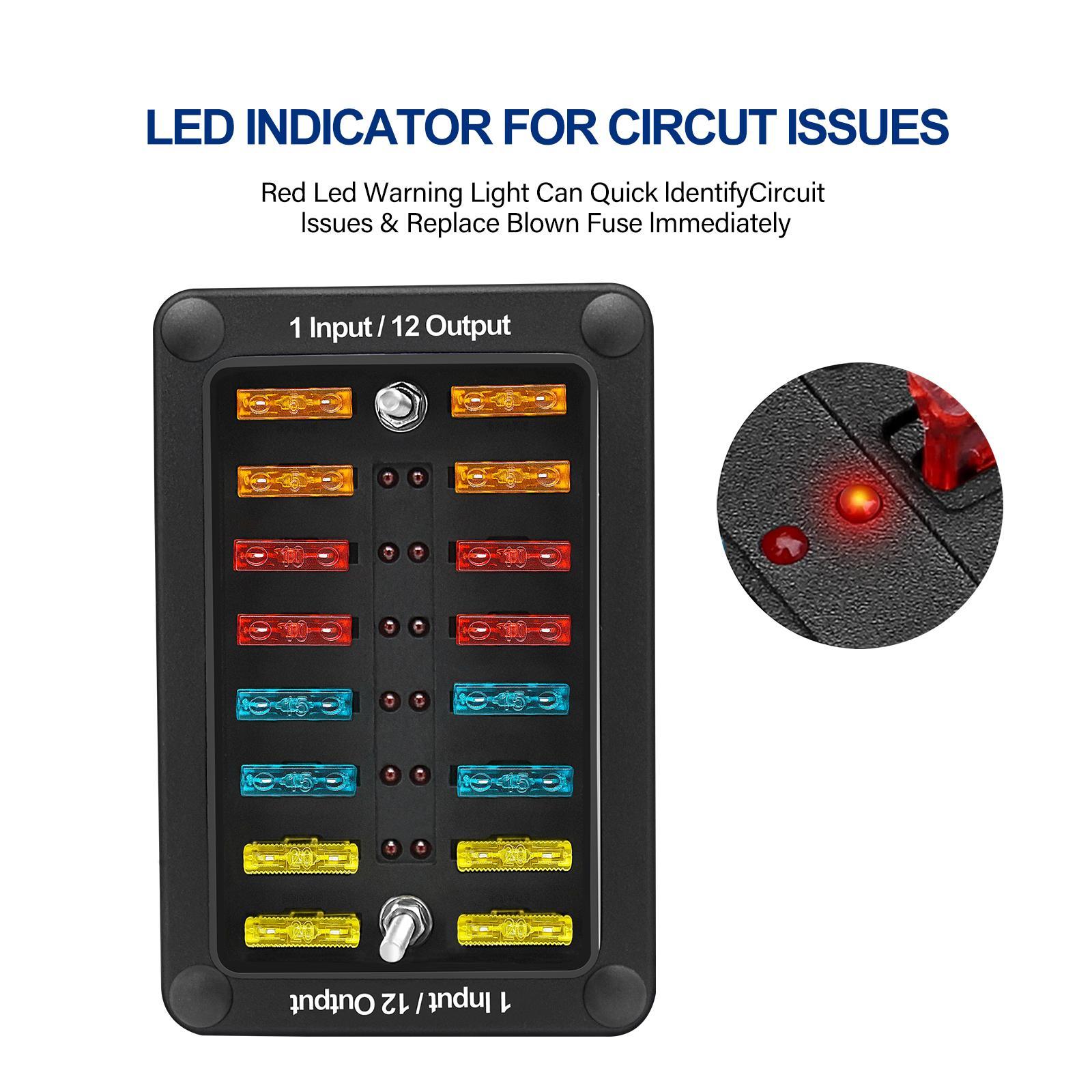 Multi Way Waterproof Fuse Box Automotive RV Van Vehicle Boat Marine Fuse Block