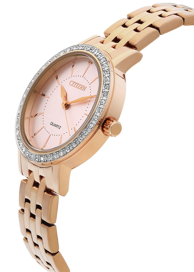 Đồng Hồ Nữ Citizen Đính Đá Swarovski Dây Thép Không Gỉ EL3043-81X - Mặt Hồng