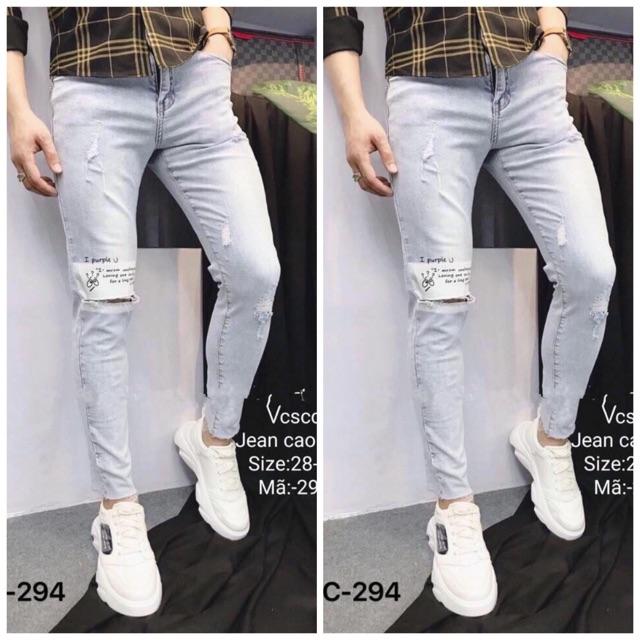 Quần Jean Nam Cao Cấp Thời trang Phong Cách Hàn Quốc Màu Đen Rách TCS 18