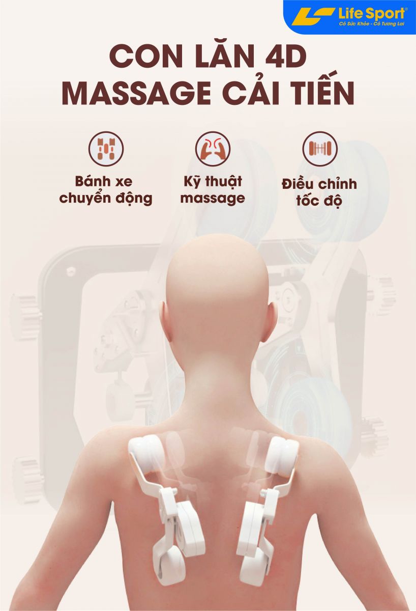 Ghế Massage Toàn Thân Lifesport LS-789, Trị Liệu Nhức Mỏi Với Đai Massage Hồng Ngoại, BH 6 Năm