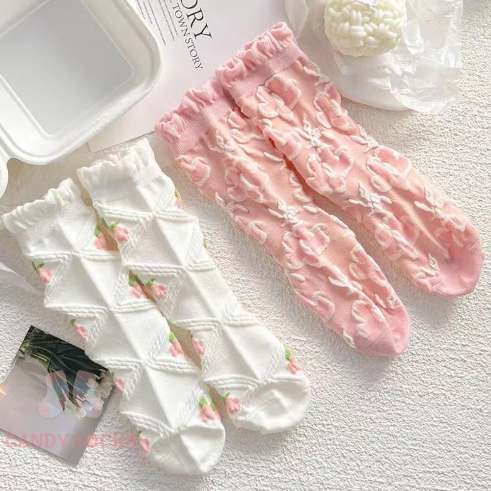 Tất nữ vớ nữ cổ trung, Set 5 đôi tất nữ phong cách Hàn Quốc, co dãn 4 chiều, chất liệu cotton Hàn cao cấp TN-018