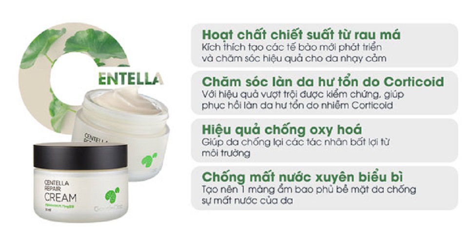 Kem dưỡng ẩm phục hồi rau má GoodnDoc Centella Repair Cream - Phục hồi làn da hư tổn