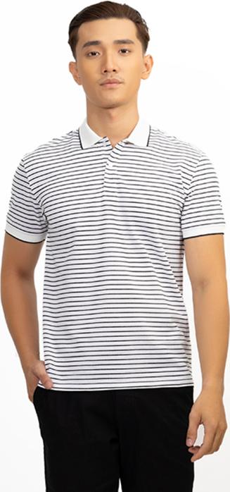Áo Polo Nam Dệt Sọc Novelty NATMSNMCSR191043N - Trắng Sọc Đen