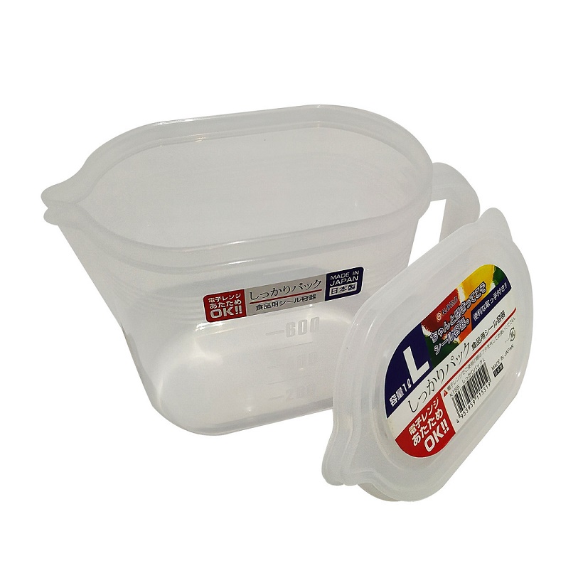 Hộp thực phẩm có tay cầm Nakaya 1000ml, nắp bằng nhựa PE mềm dẻo, khả năng chịu được nhiệt từ -20~ 70°C- nội địa Nhật Bản
