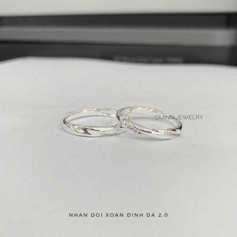 Nhẫn đôi xoắn đính đá 2.0