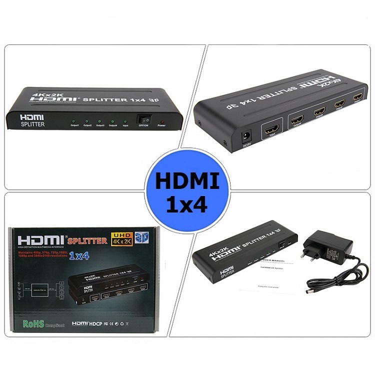 Bộ chia HDMI 1 ra 4 Full HD 1080 hỗ trợ 3D 4K