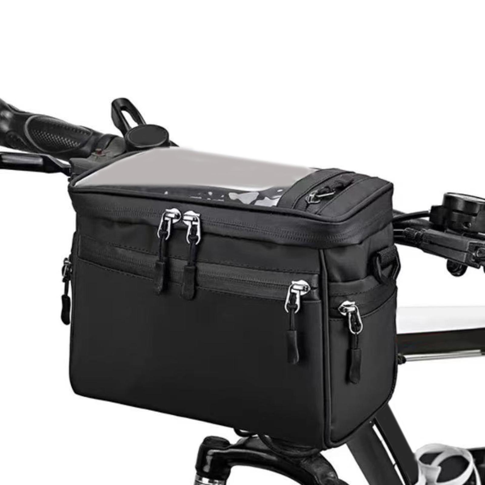 Bike Handlebar Bag Waterproof Front Bag Phone Bag with Touch Screen Shoulder Strap