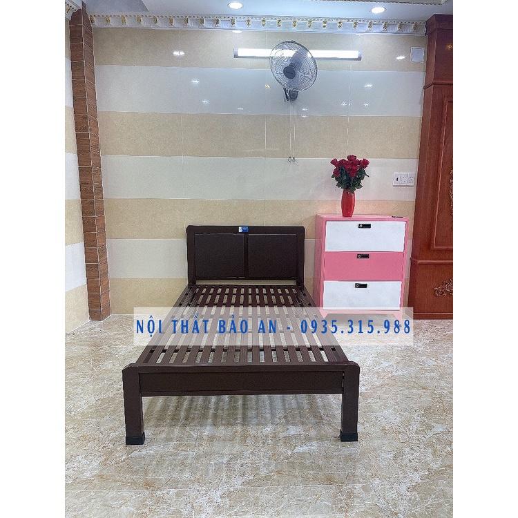 Giường sắt kiểu gỗ cao cấp BẢO AN - 1M2X2M, tháo lắp dễ dàng, miễn phí vận chuyển nội thành HCM
