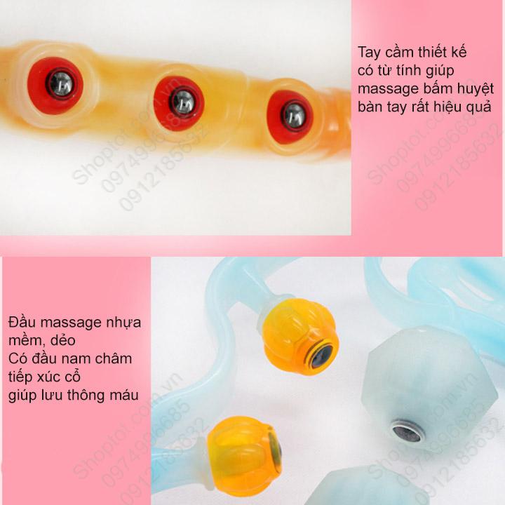 Dụng cụ bóp massage cổ bằng tay, loại có từ tính, vật liệu nhựa PP-TPR mềm, dẻo