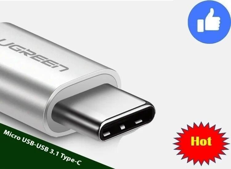 Ugreen UG20854US189TK Màu Trắng Đầu chuyển đổi TYPE C sang MICRO USB vỏ nhôm cao cấp - HÀNG CHÍNH HÃNG