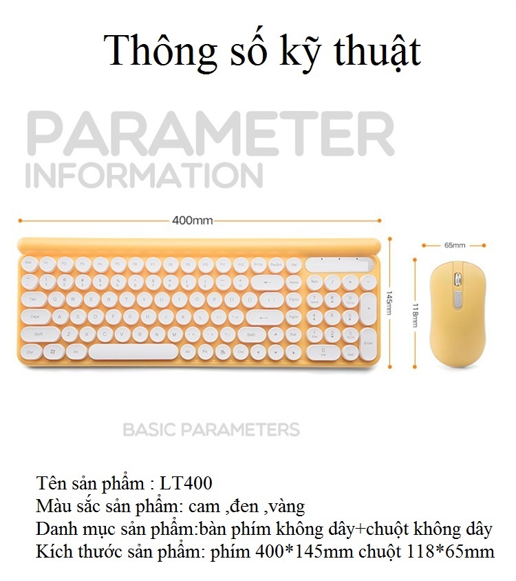 Bộ Bàn Phím Chuột Văn Phòng Nhỏ Gọn LT.400 Thiết Kế Không Dây Tiện Lợi.