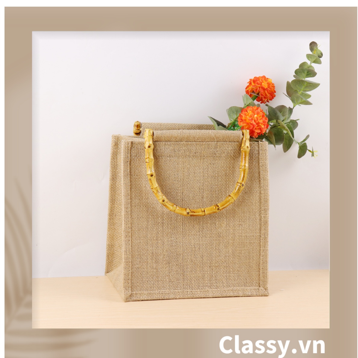 Túi Đay Trơn Retro hình trụ đứng, Kiểu dáng Vintage - Sản phẩm thân thiện với Môi trường T239