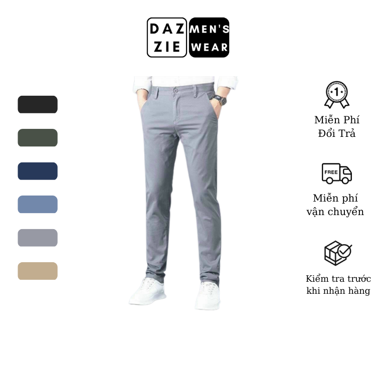 Quần Kaki Nam Dài DazzieMenwears  chất Cotton Khaki Cao Cấp, Mềm mịn phối đồ thời trang trẻ trung