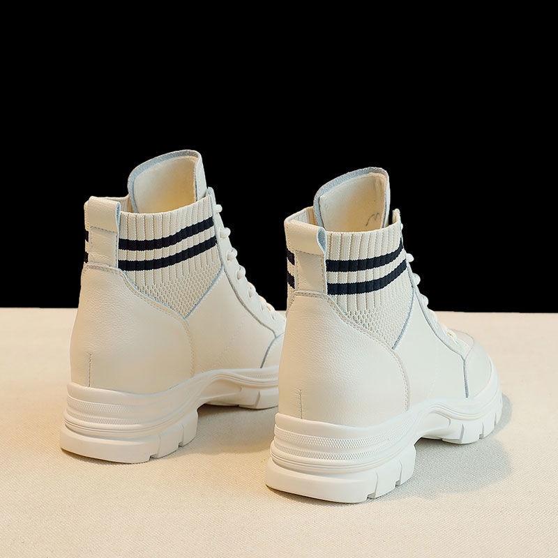 Giày bốt Martin cổ ngắn tăng chiều cao thời trang thu đông Anh Quốc mới 2021 cho nữ - Black -1