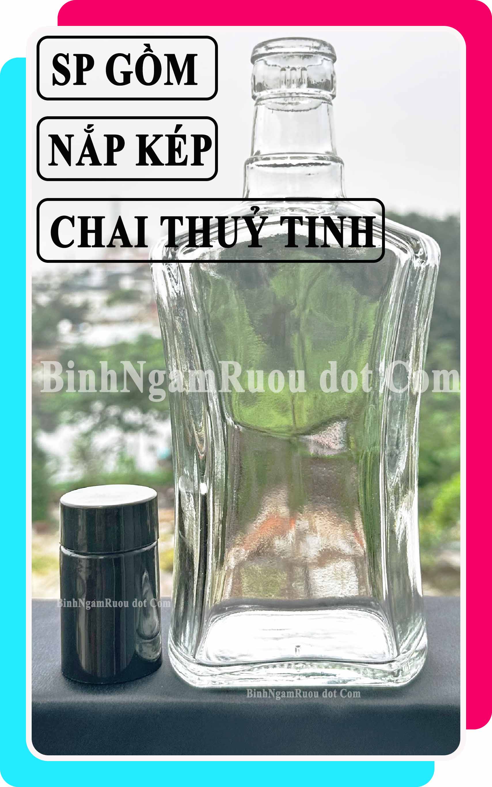 Chai Đựng Rượu - 500ml - Nắp Kín Thủy Tinh Trong - Tặng Biếu Sang Trọng