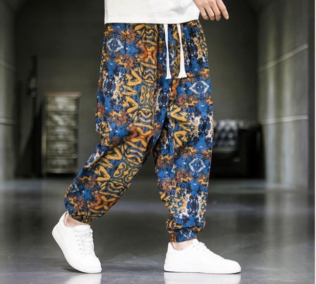 Quần Jogger Nam Chất Thô Đũi Họa Tiết