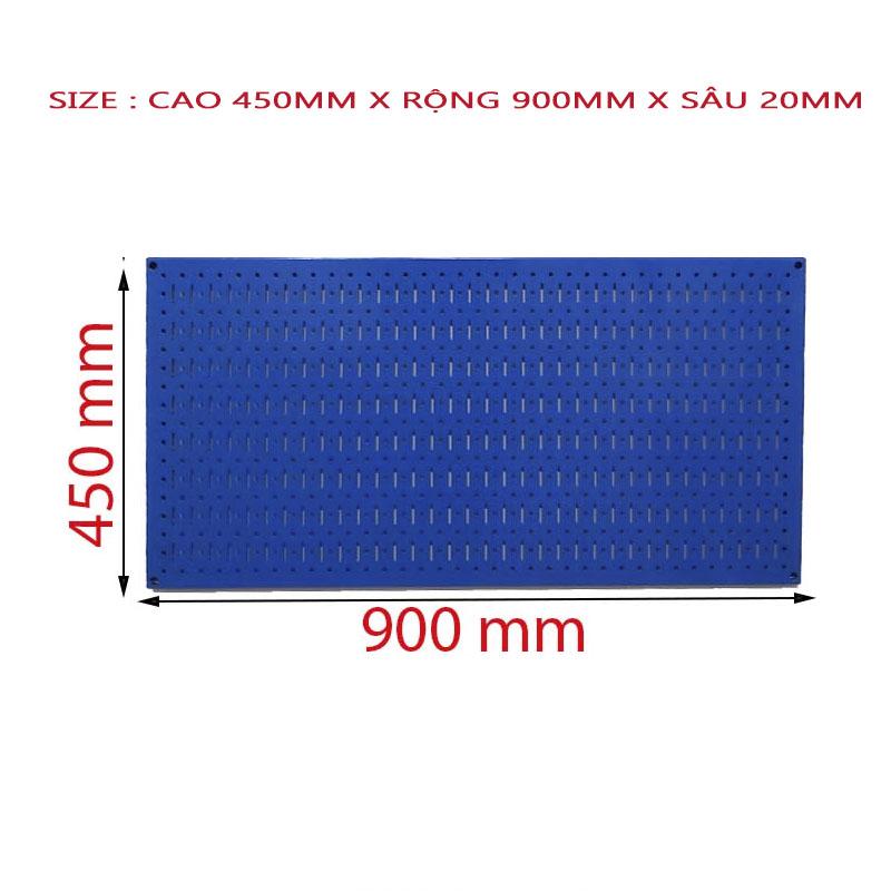 Tấm vách lưới pegboard màu xanh kèm phụ kiện treo tường