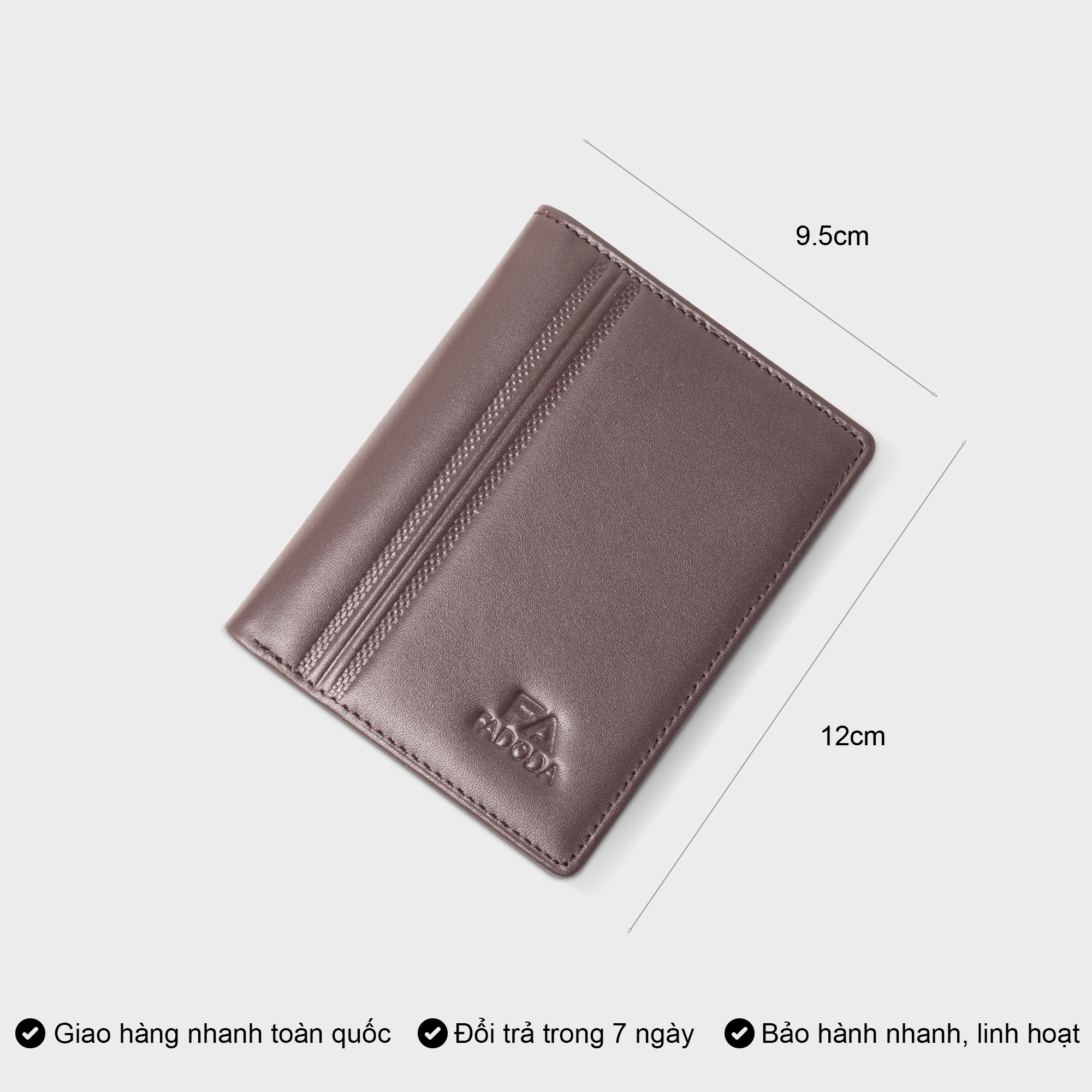 Ví da bò đựng tiền dáng đứng basic in vân Fadoda VN043