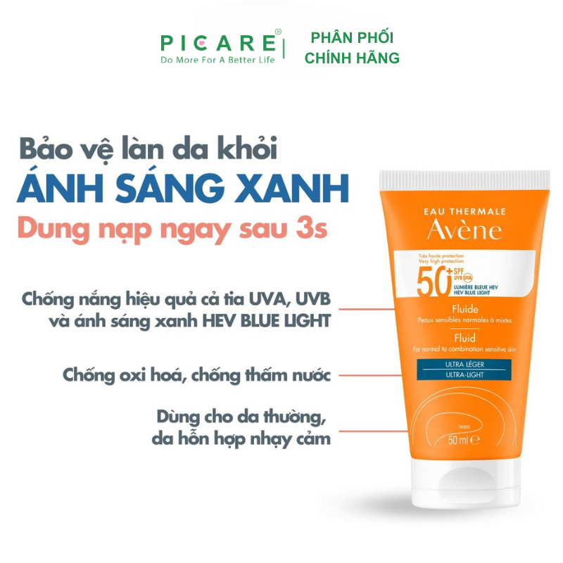 Avène Kem Chống Nắng Cho Da Hỗn Hợp Protection Fluid SPF50+ 50ml
