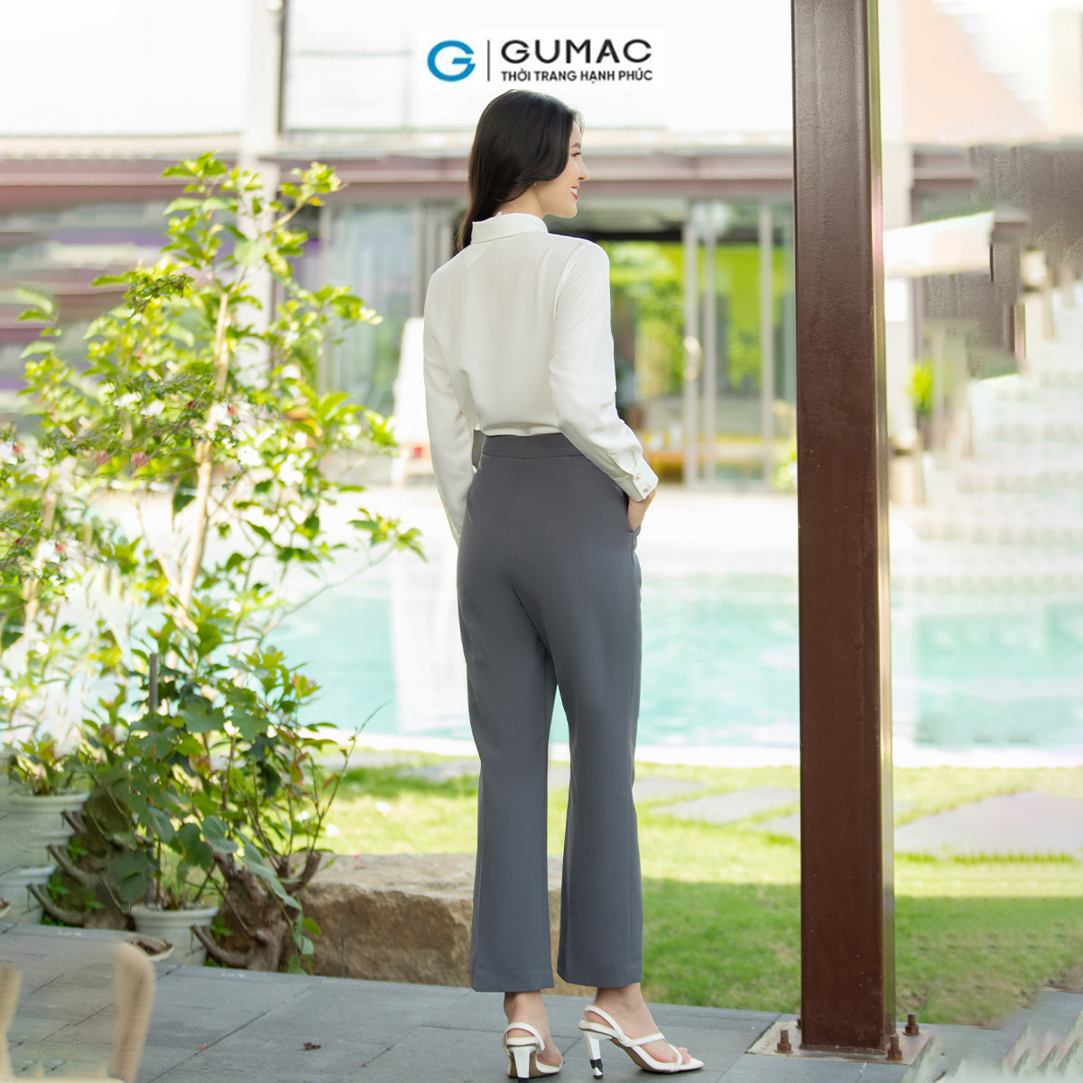 Quần tây nữ ống đứng xếp ly tôn dáng thanh lịch thời trang GUMAC QD07036