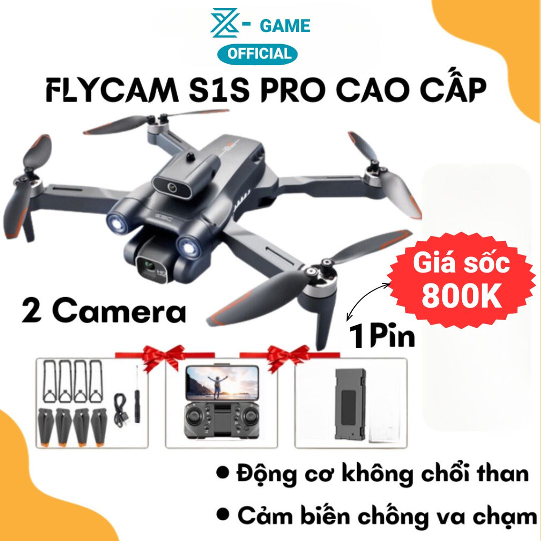 Flycam 4k Drone S1S Bay xa 2km LSRC-S1S - 2023, Máy bay không người lái RC mới 450g 4K HD Gimbal Chống rung, Tránh chướng ngại vật 360 °, Một phím cất cánh Động cơ không chổi than - Hàng chính hãng