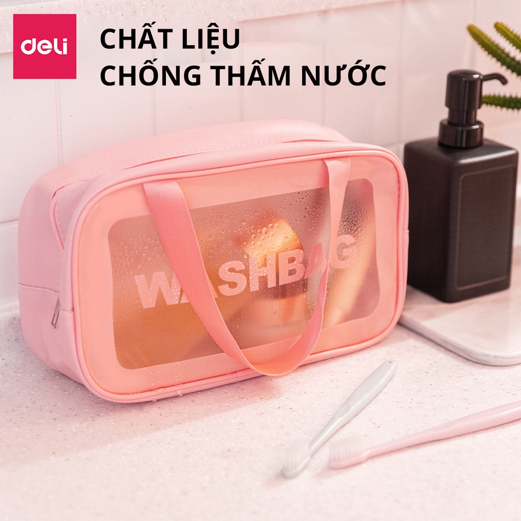 Túi đựng mỹ phẩm chống nước Agnite màu Hồng, túi WASHBAG tiện lợi đi du lịch, hoạt động ngoài trời - VS643-646