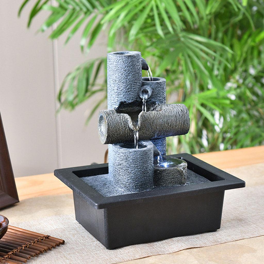 Tabletop Water Fountain Feng Shui Waterfall Landscape Home Table Ornaments