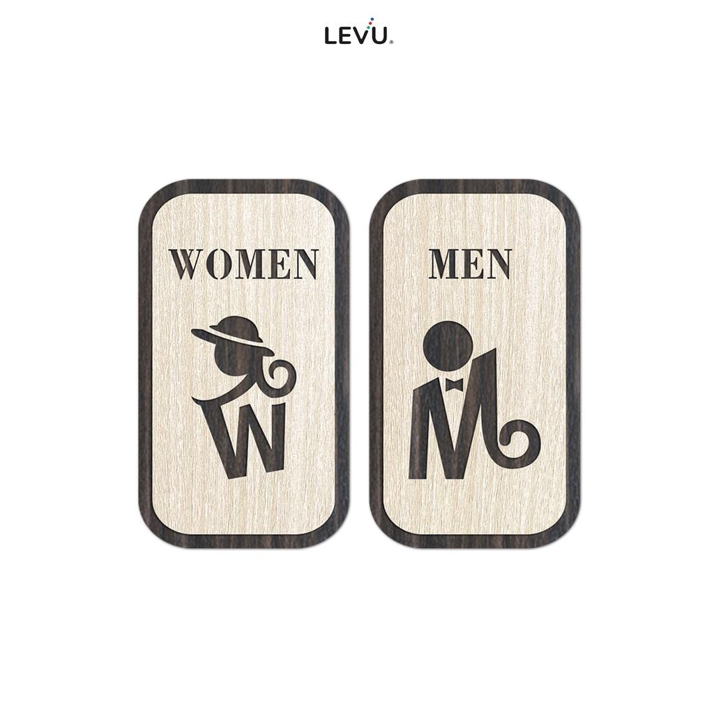 Bảng Gỗ Men Women Toilet Vintage Decor LEVU TL09