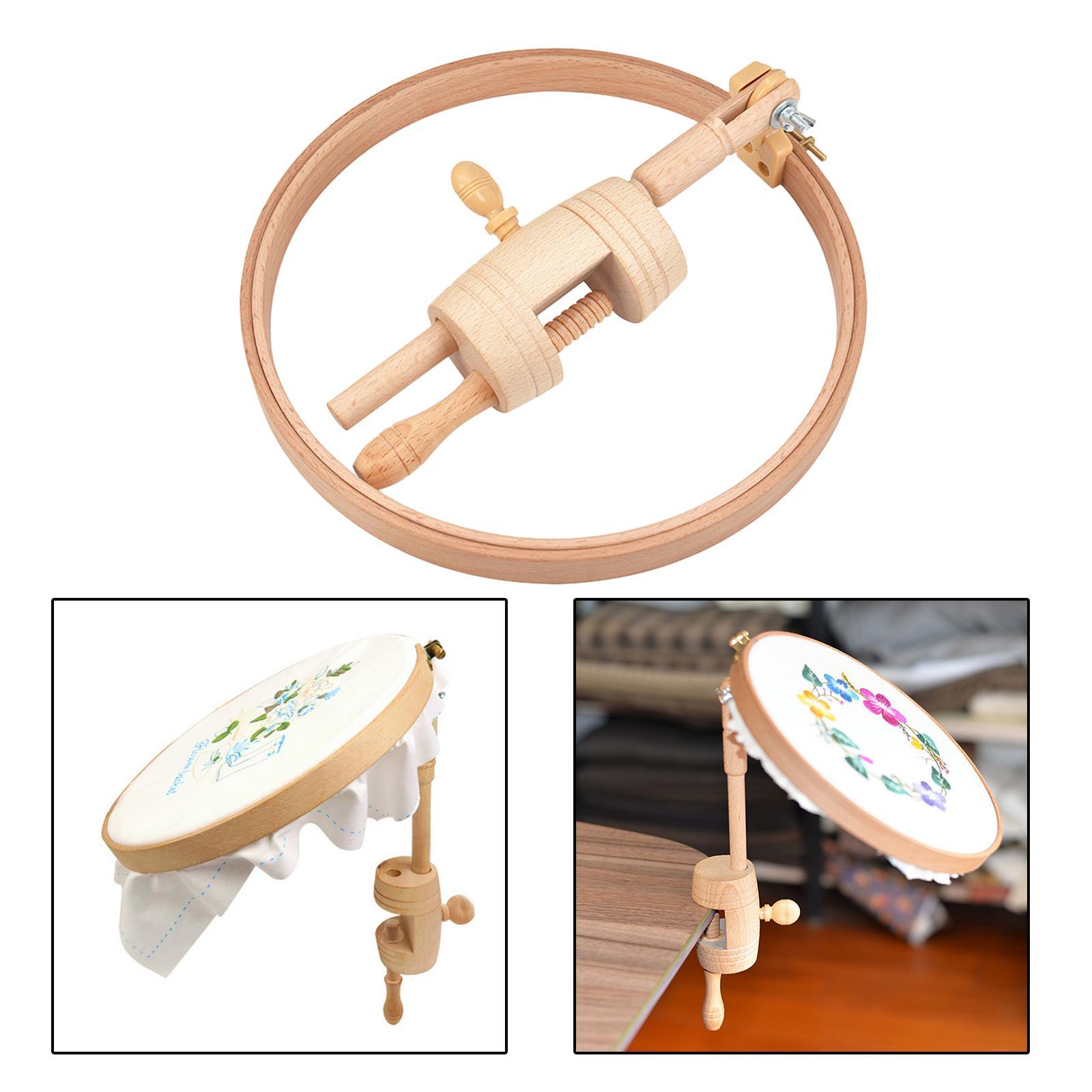 Wooden Frame Cross Stitch Embroidery Hoop Holder  Needlework Sewing Tool