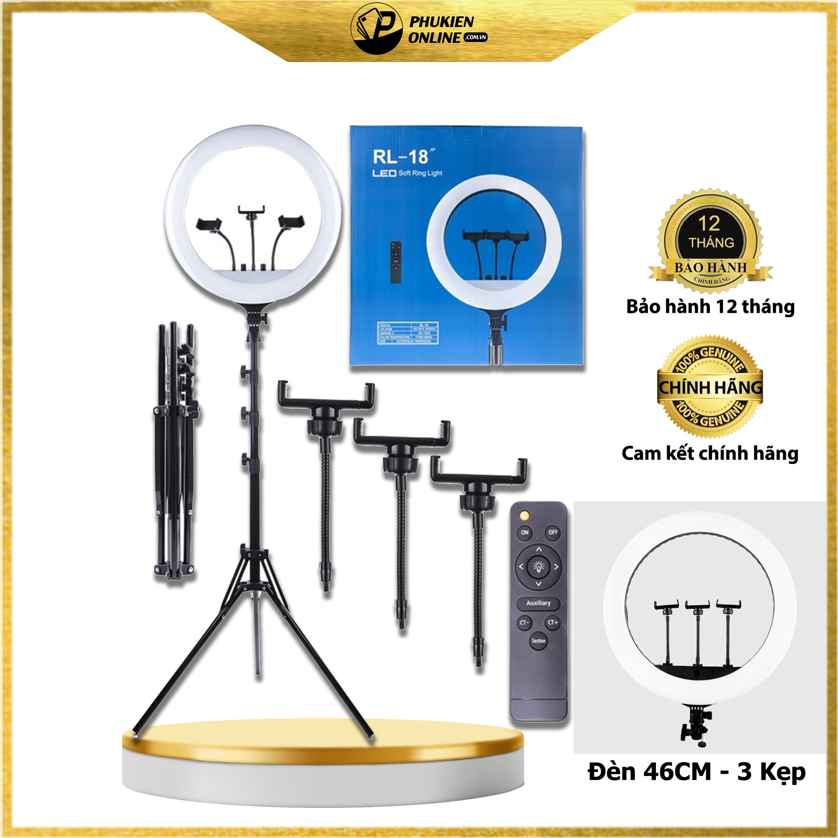 Đèn livestream Floveme cao cấp siêu sáng,  Hỗ Trợ Chụp Ảnh Make up, quay tiktok, bán hàng ,chân 2m1 ,Size 26 33 36 45 cm - Hàng chính hãng