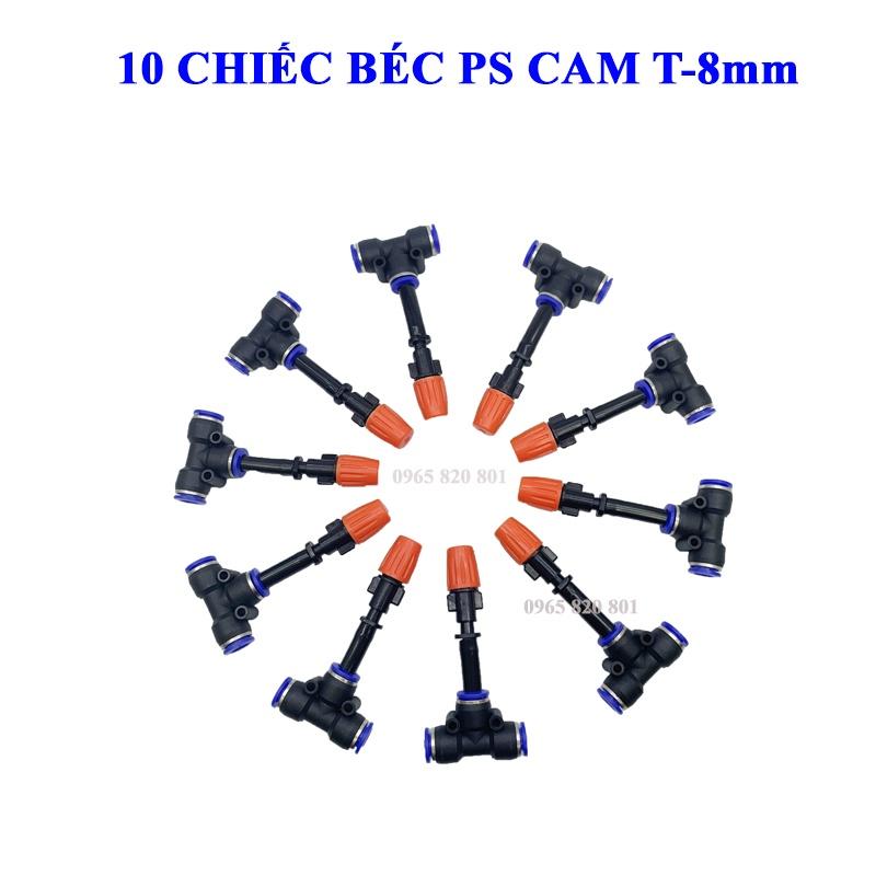 Bộ 10 béc phun sương đơn CAM kèm T nối nhanh 8mm