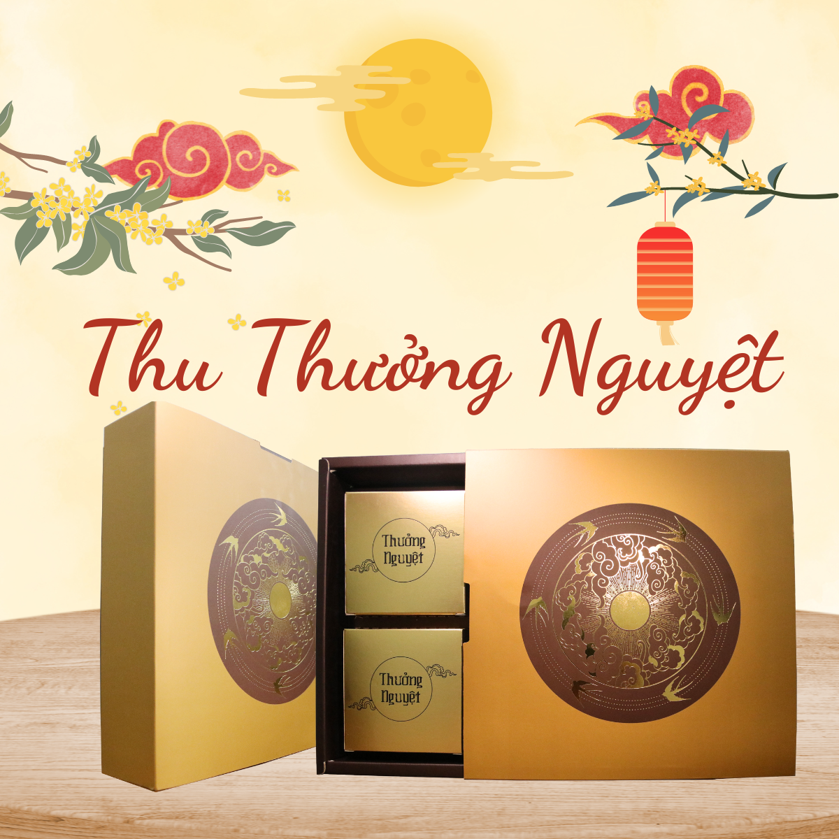 Set Bán trung thu Thưởng Nguyệt - nonglamfood - 4 Bánh/ 1 Hộp