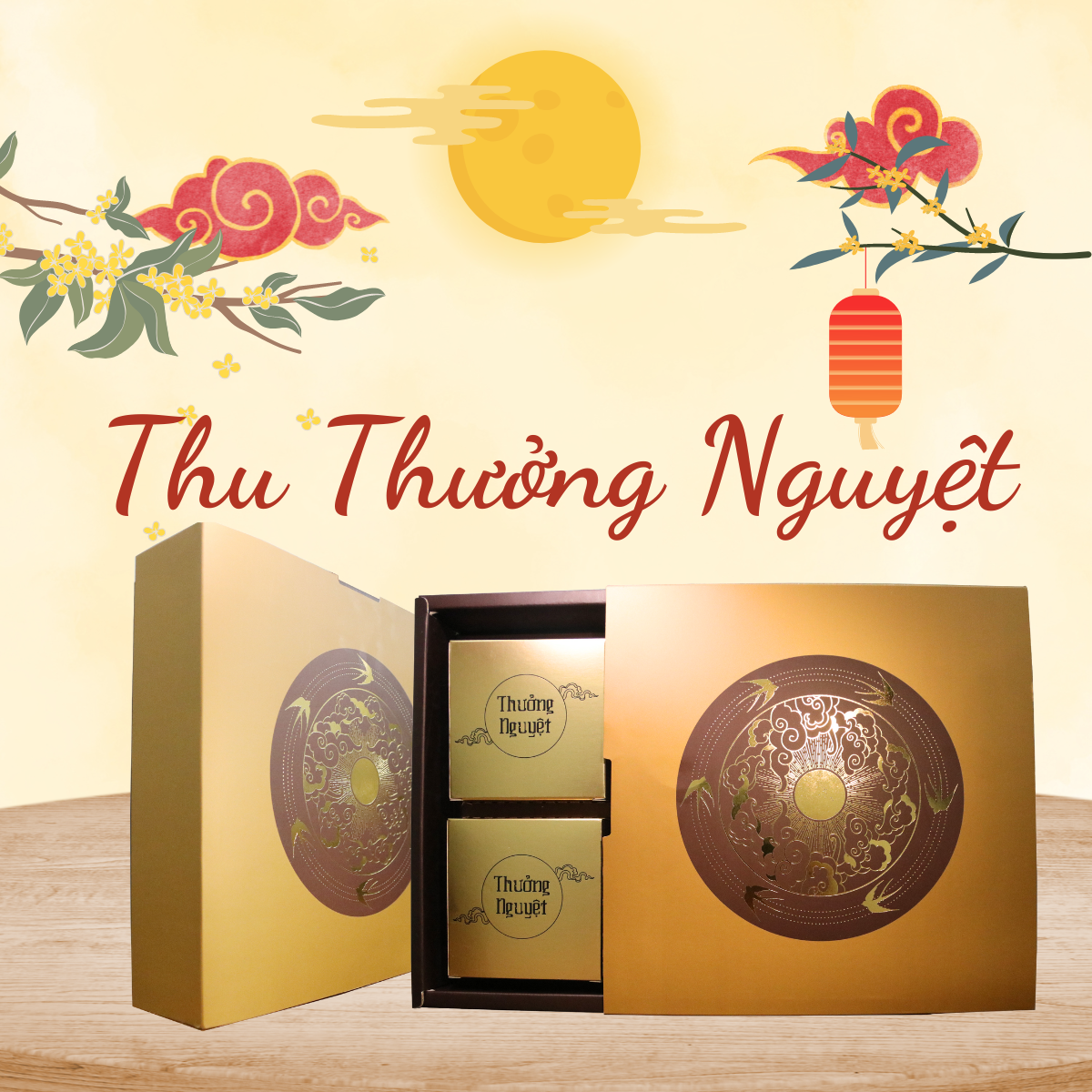 Set Bánh trung thu Thưởng Nguyệt - Nonglamfood - 4 Bánh/ 1 hộp