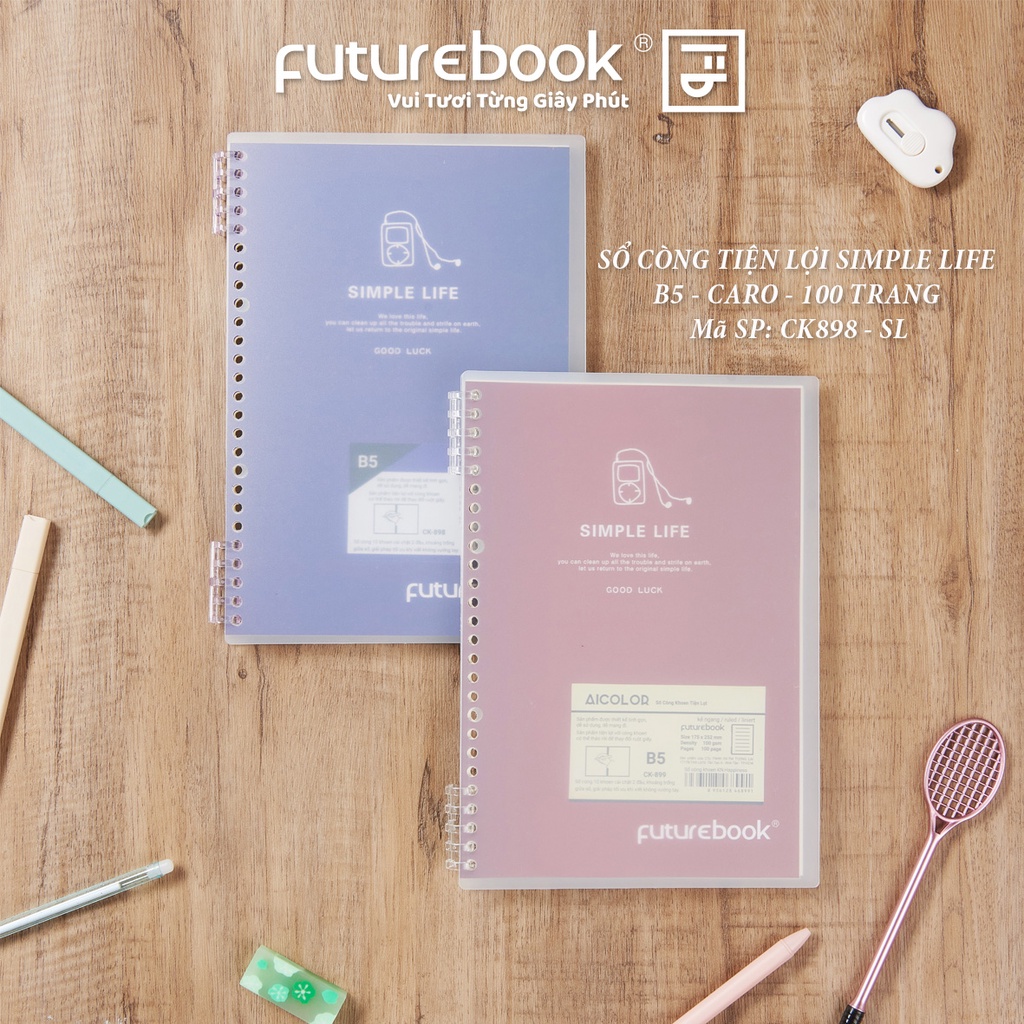 Sổ Còng Tiện Lợi Simple Life B5- 100 Trang. MSP: CK898/CK899-SL. Phong cách Hàn Quốc. VPP FUTUREBOOK. Giao ngẫu nhiên.