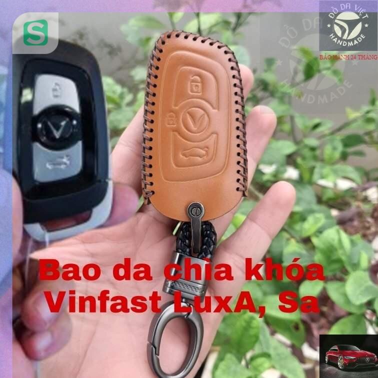 Bao da chìa khóa ô tô Vinfast LuxA, Lux SA- Da thật- Bảo hành 2 năm, khắc tên và sđt chủ xe