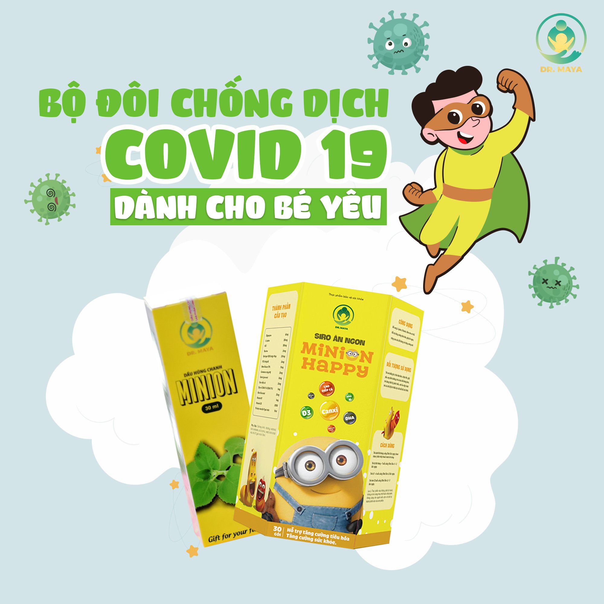Siro ăn ngon MINION HAPPY hỗ trợ tiêu hóa tốt, giúp trẻ phát triển cân nặng chiều cao