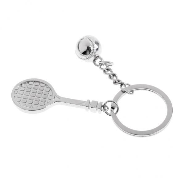 2-3pack Alloy Tennis Racket Ball Style Keychain Keyring Bag Decor Gift Souvenir