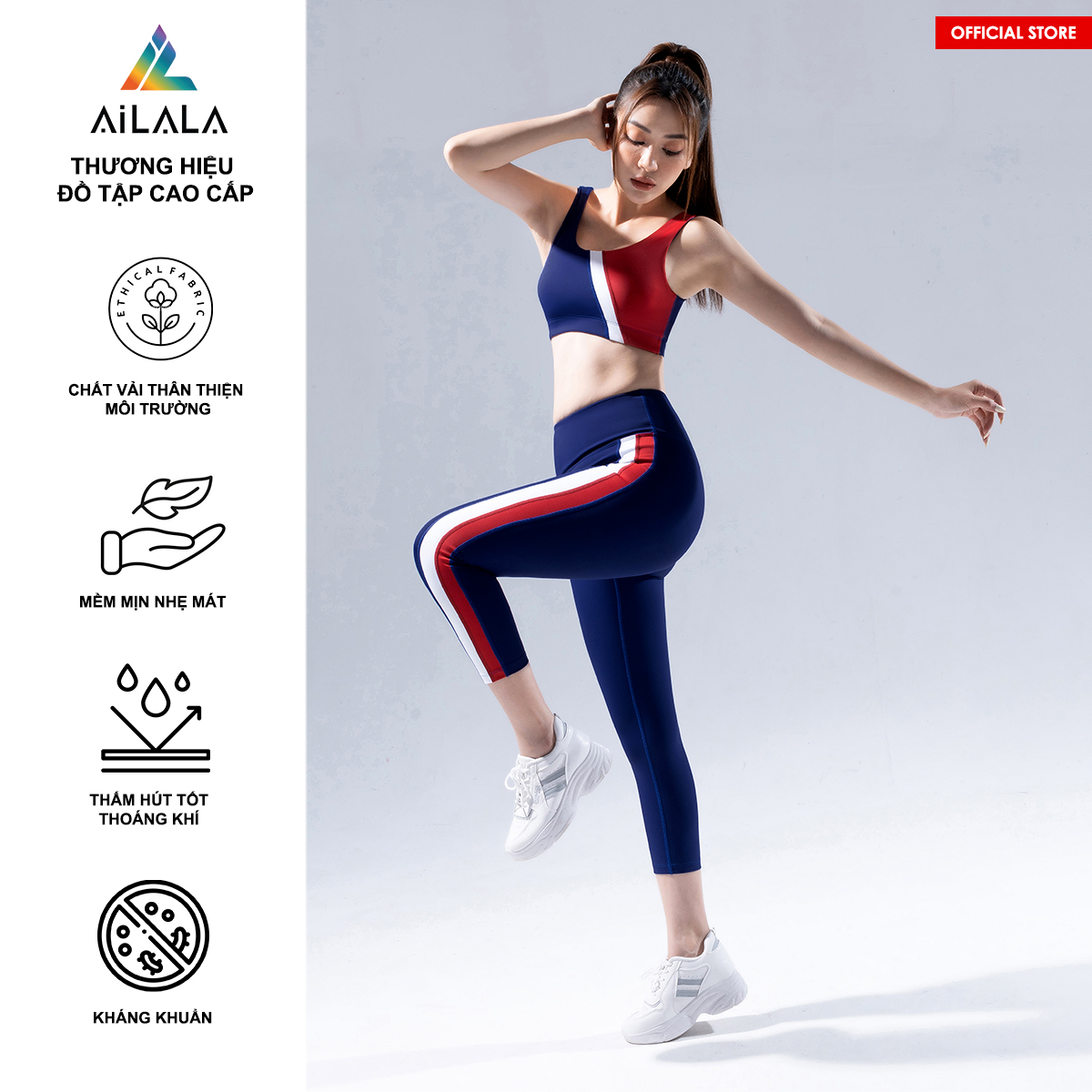 Bộ quần áo thể thao nữ AiLALA LUX48B, Đồ tập Yoga Gym Pilates, chất vải Hi-tech cao cấp