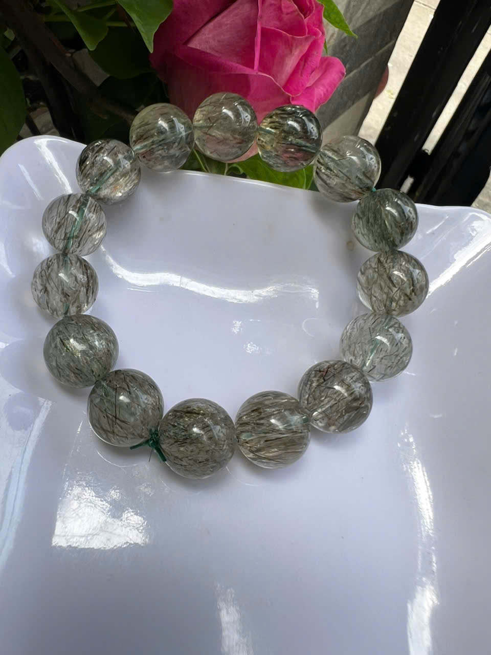 ️ Vòng Tay Chuỗi Nam Vip Size Hạt 14mm Đá Thạch Anh Tóc Xanh Tự Nhiên Trong Bóng Mượt Hợp Các Anh Nam mệnh Mộc Hỏa Thủy đeo đẹp may mắn tốt cho sức khỏe công việc hanh thông ạ