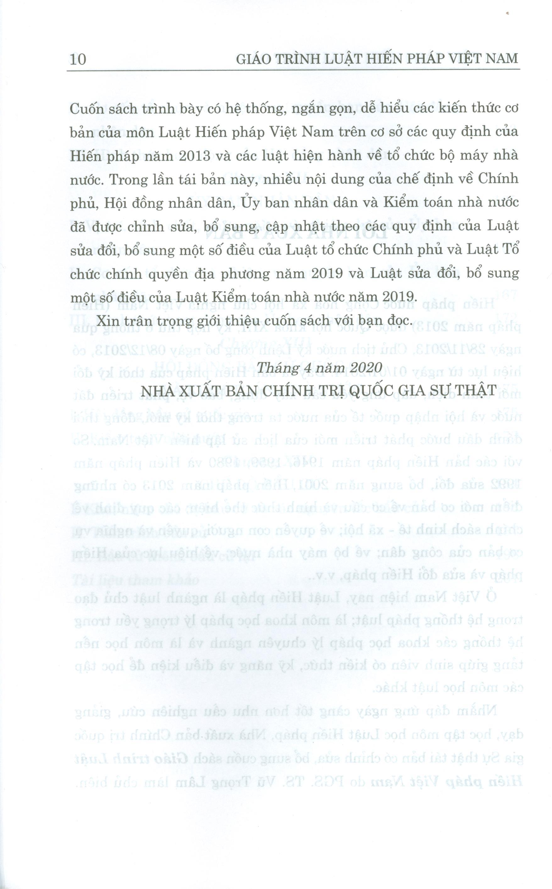 Giáo Trình Luật Hiến Pháp Việt Nam (Tái bản có chỉnh sửa, bổ sung)