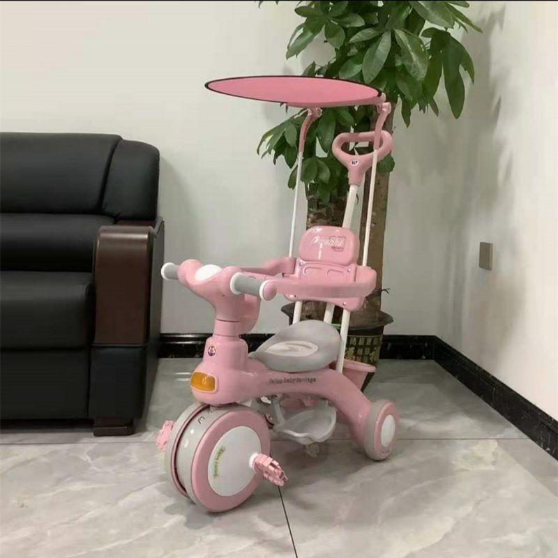 Xe đẩy xe đạp 3 bánh hạng cao cấp có nhạc mái che cho bé