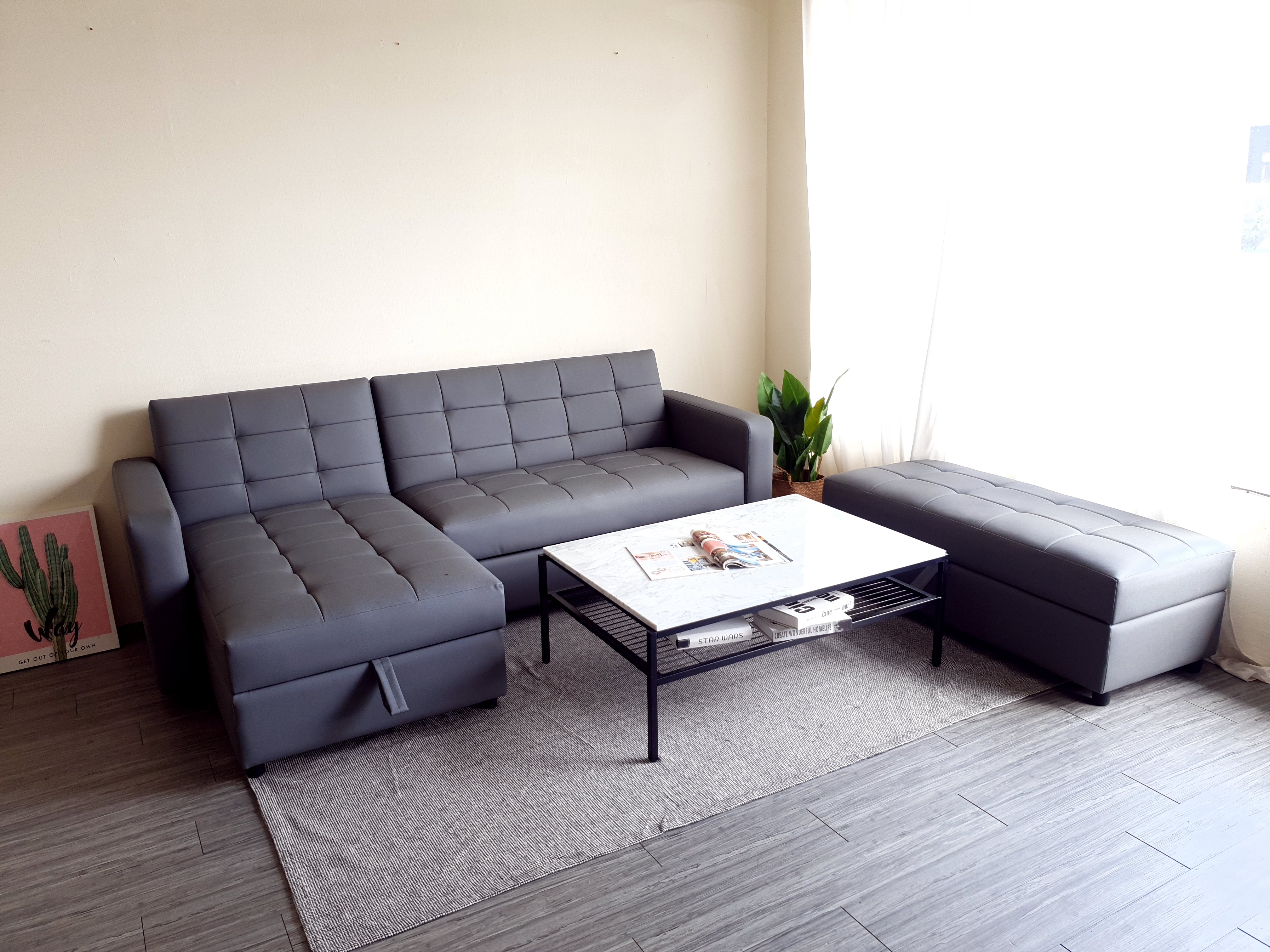 Sofa giường kéo góc L Juno sofa màu cam, xám, tro