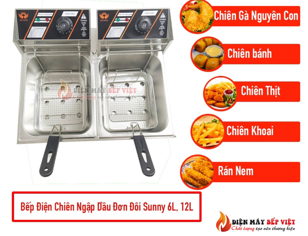 Bếp Chiên Nhúng Đôi 6L+6L Sunny, Bếp Chiên Nhúng, Bếp Chiên Điện